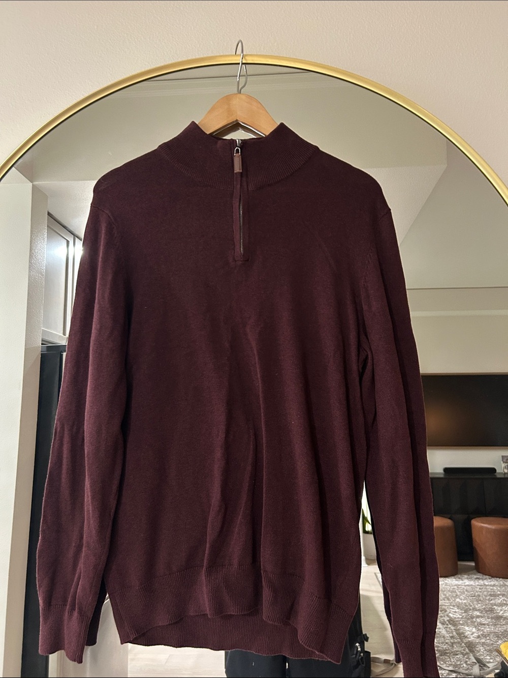 Men's Half-Zip Sweater in Deep Red- NWOT